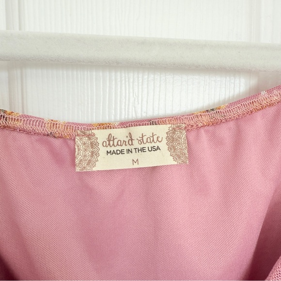 NWT Altar'd State Pink Floral Cropped Long Sleeve Blouse Size Medium - Picture 4 of 11